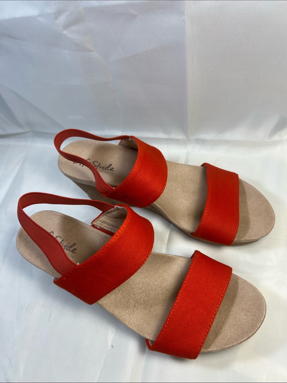 Life Stride Women's Orange Red Elastic Strap Sandals